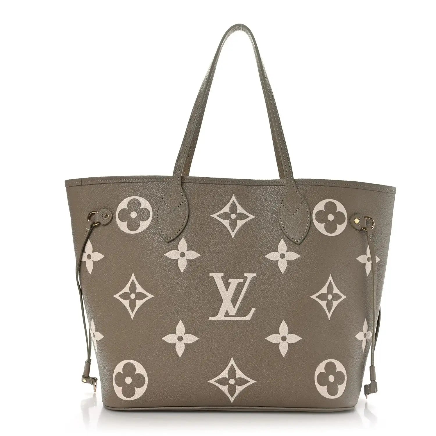 LV Neverfull MM - Khaki Cream Giant Monogram