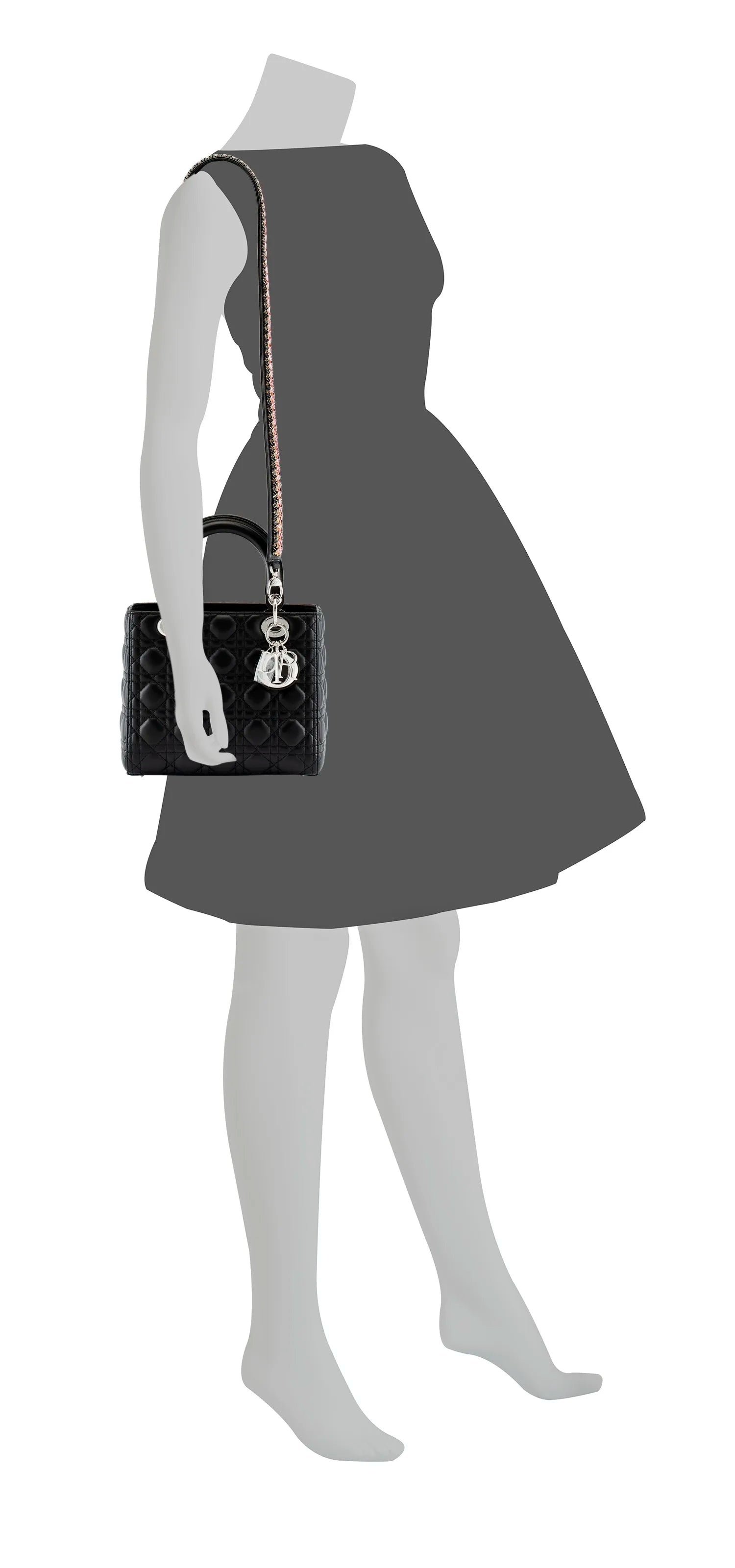 Lady Dior Medium - Black Quilted Leather
